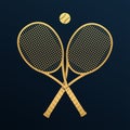 Crossed tennis rackets with tennis ball. Vector illustration. Royalty Free Stock Photo